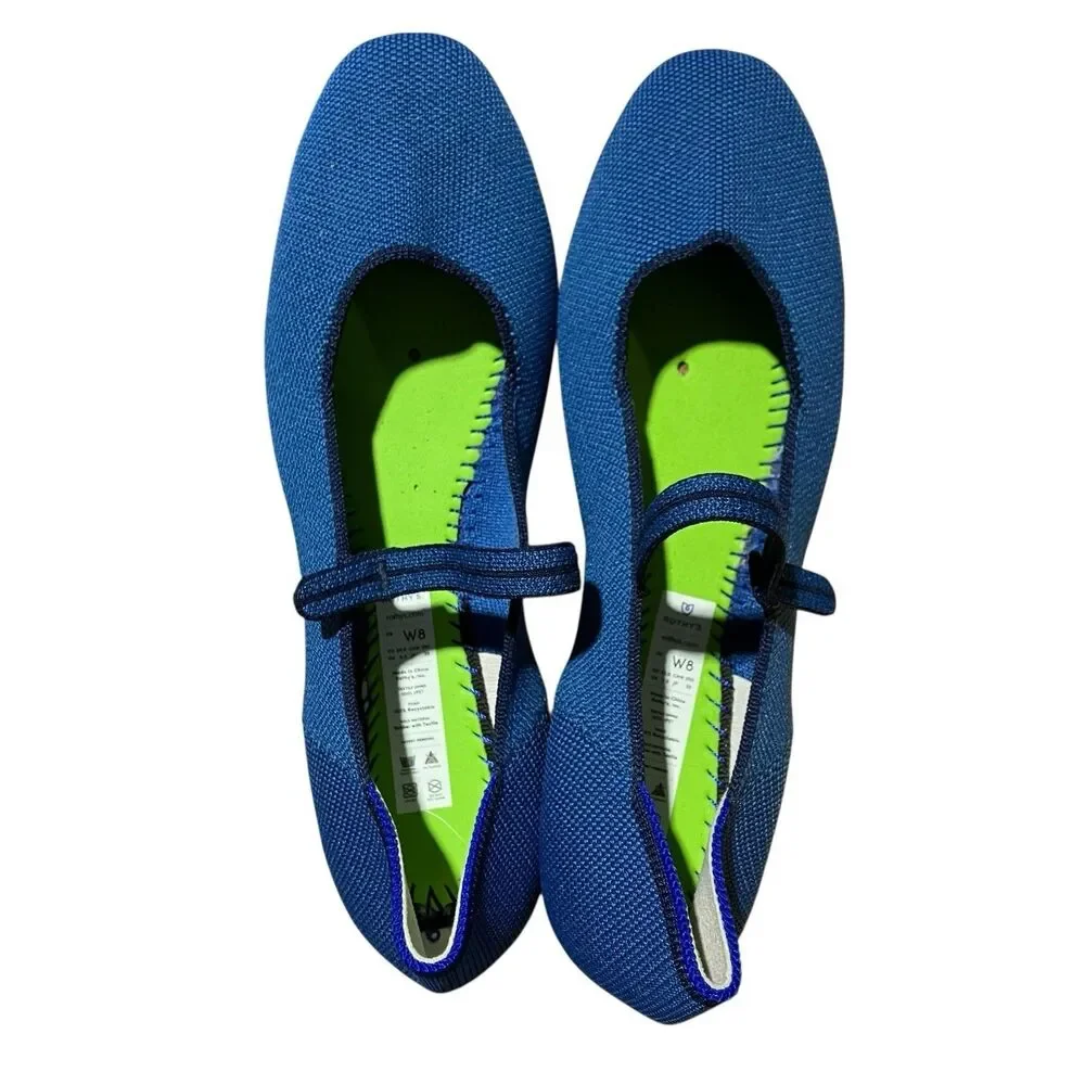 Rothy’s Blue Square Toe Mary Jane Ballet Flats Womens 8‎ Clean Girl